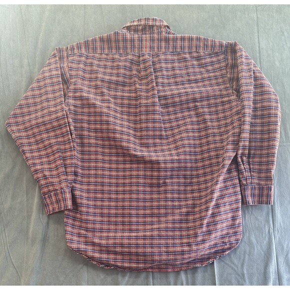 Ralph Lauren Blake Shirt Mens Medium Orange Blue Plaid Button Long Sleeve Button - Picture 2 of 7